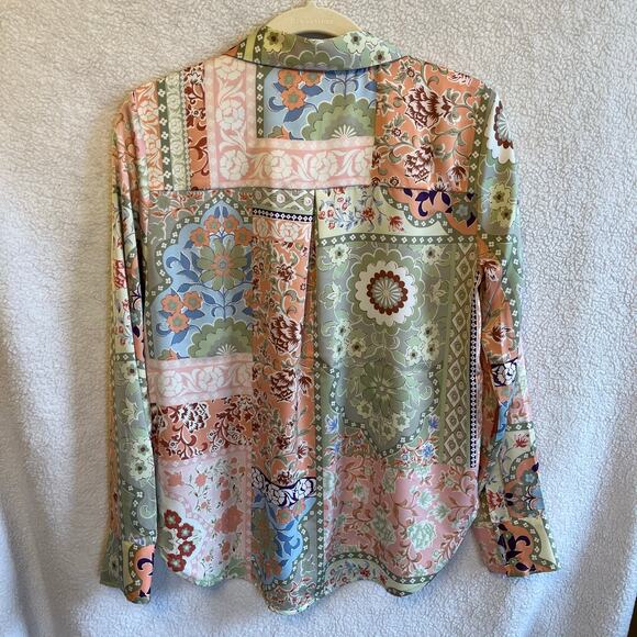 NEW Joie polyester cotton spandex blend floral print with tags quarter button up - Picture 6 of 6